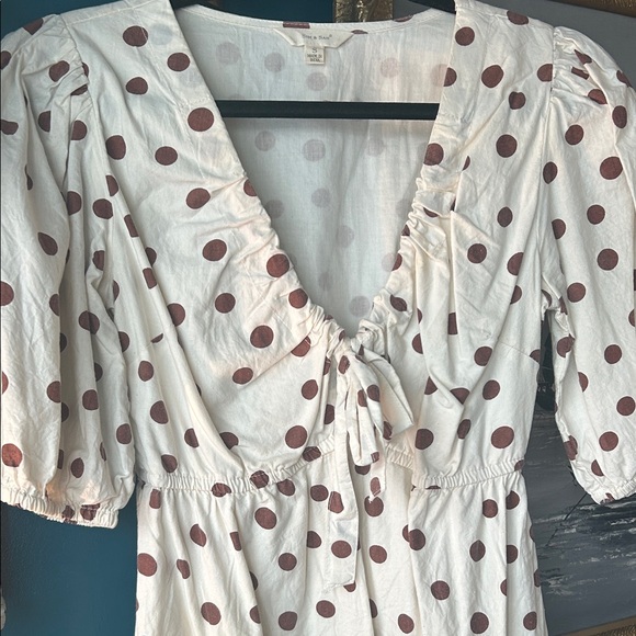 Polka Dot Tie Front Midi Dress – Cottagecore / French Girl - Picture 6 of 10